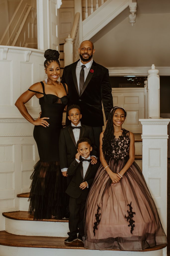 Jamie Alexander, fitness coach, and her family
